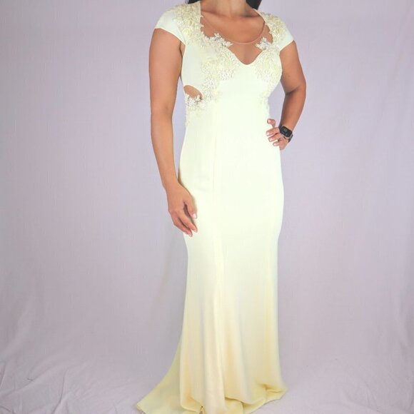 NWT Marchesa Notte Yellow Fields Lace Formal Gown $1245 - Picture 2 of 13